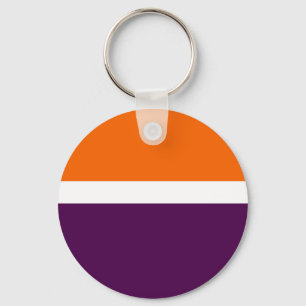 Oranje Witte Paarse Plain Kleurblok Ontwerp Sleutelhanger