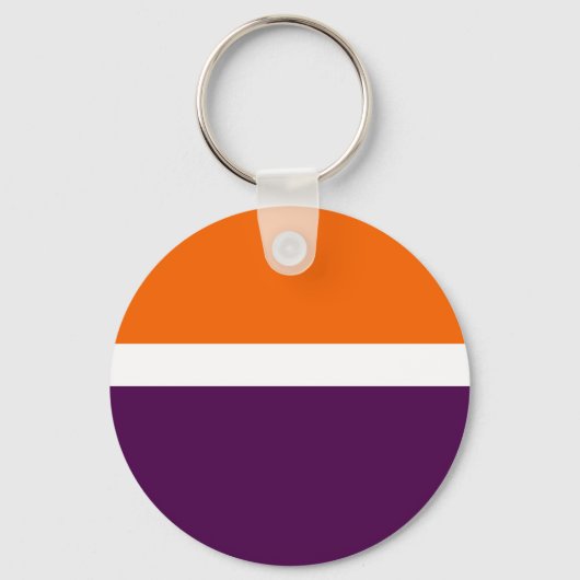 Oranje Witte Paarse Plain Kleurblok Ontwerp Sleutelhanger (Voorkant)