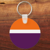 Oranje Witte Paarse Plain Kleurblok Ontwerp Sleutelhanger (Achterkant)