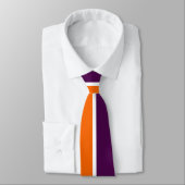 Oranje Witte Paarse Plain Kleurblok Ontwerp Stropdas (Gebonden)