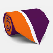 Oranje Witte Paarse Plain Kleurblok Ontwerp Stropdas (Opgerold)