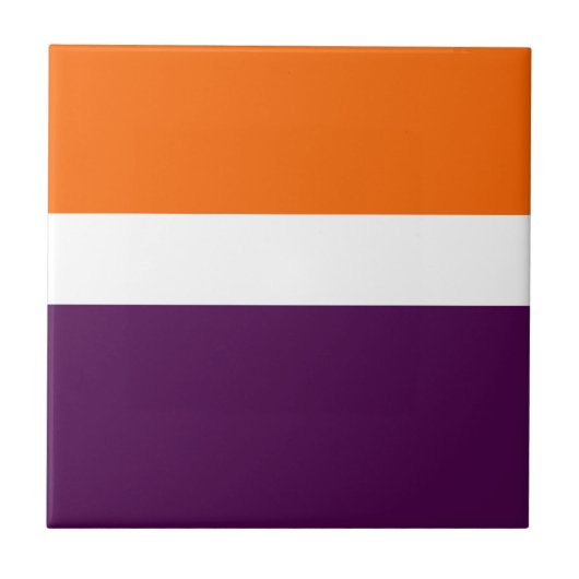 Oranje Witte Paarse Plain Kleurblok Ontwerp Tegeltje (Voorkant)