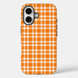 Oranje Witte Plaid Patroon iPhone 16 Hoesje