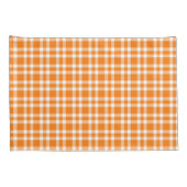 Oranje Witte Plaid Patroon Kussensloop (Achterkant-Rechts)