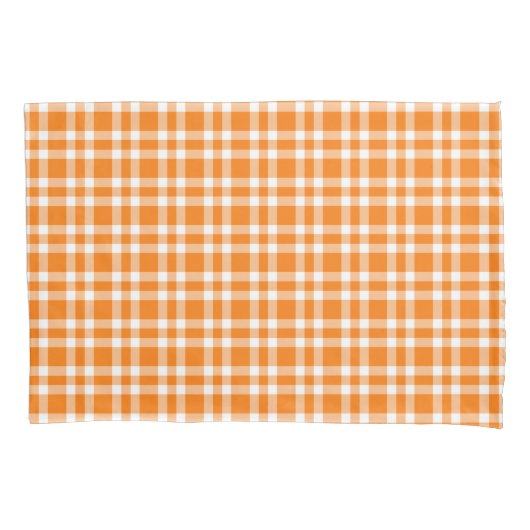 Oranje Witte Plaid Patroon Kussensloop (Voorkant-Links)