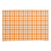 Oranje Witte Plaid Patroon Kussensloop (Voorkant-Rechts)
