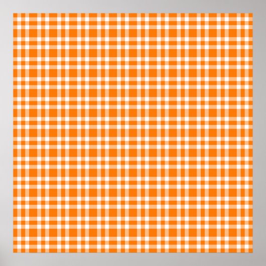Oranje Witte Plaid Patroon Poster (Voorkant)