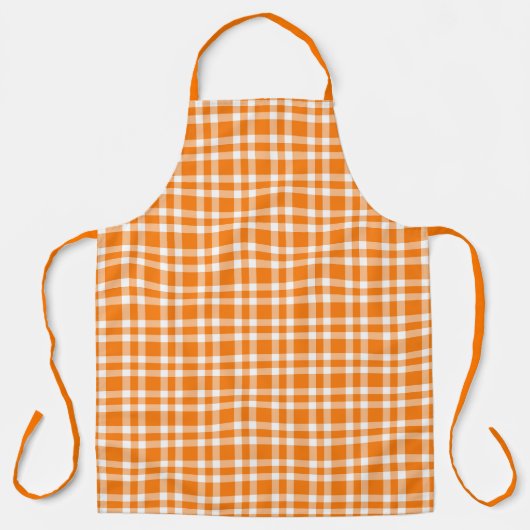 Oranje Witte Plaid Patroon Schort (Voorkant)