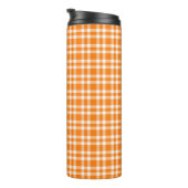 Oranje Witte Plaid Patroon Thermosbeker (Geroteerd rechts)