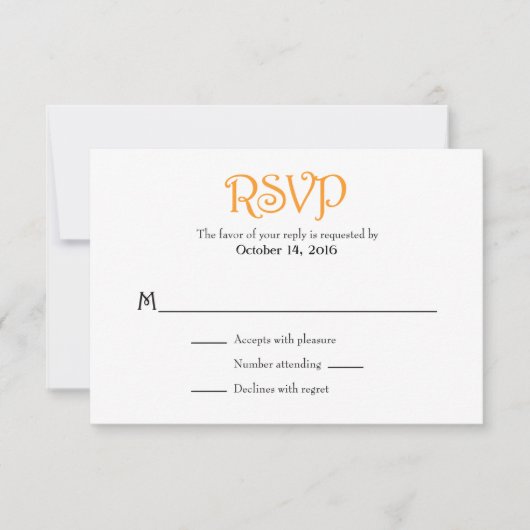 Oranje witte plein Simple Wedding RSVP-kaarten RSVP Kaartje (Voorkant)