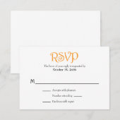 Oranje witte plein Simple Wedding RSVP-kaarten RSVP Kaartje (Voorkant / Achterkant)