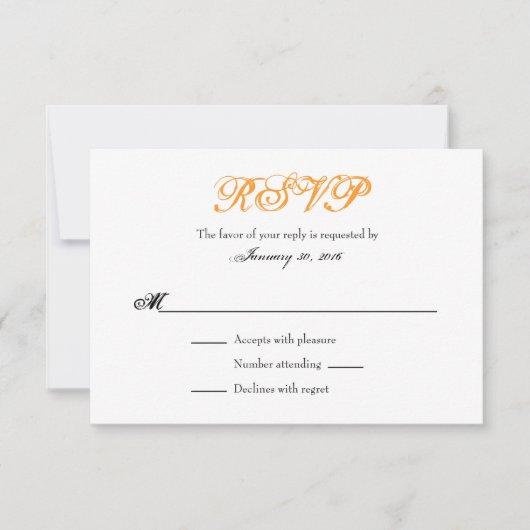 Oranje witte plein Simple Wedding RSVP-kaarten RSVP Kaartje (Voorkant)