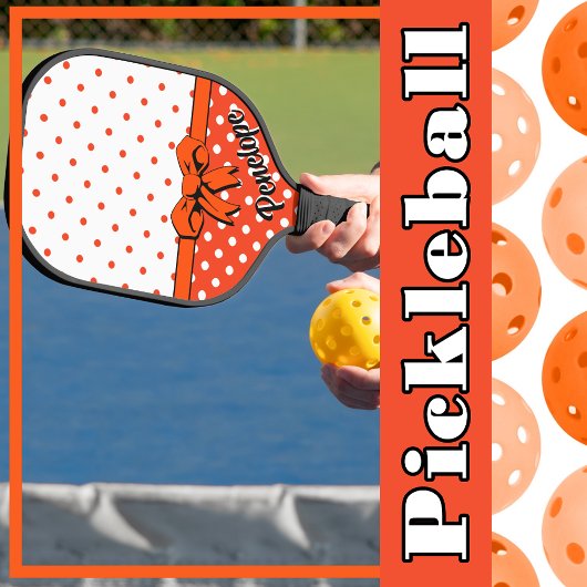 Oranje, witte poka dots, Oranje boeg, gepersonalis Pickleball Paddle