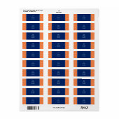 Oranje, witte pokadop met Royal Blue Etiket (Full Sheet)