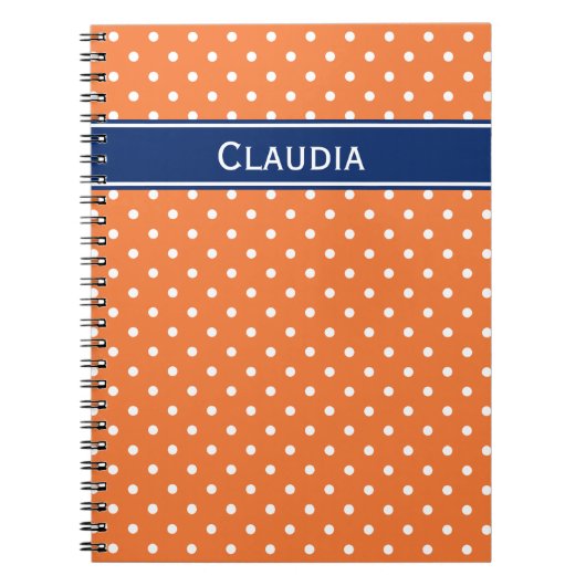 Oranje, witte pokadop met Royal Blue Notitieboek (Voorkant)