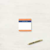 Oranje, witte pokadop met Royal Blue Post-it® Notes (Op bureau)