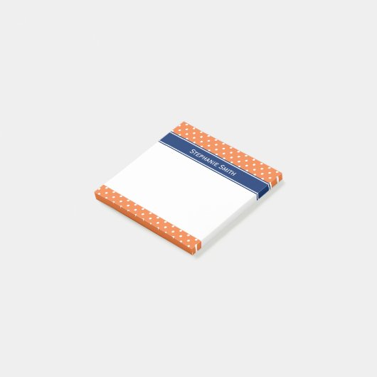 Oranje, witte pokadop met Royal Blue Post-it® Notes (Schuin)