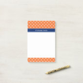 Oranje, witte pokadop met Royal Blue Post-it® Notes (Op bureau)