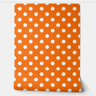 Oranje Witte Polka Dots Patroon Wanddecoratie Behang