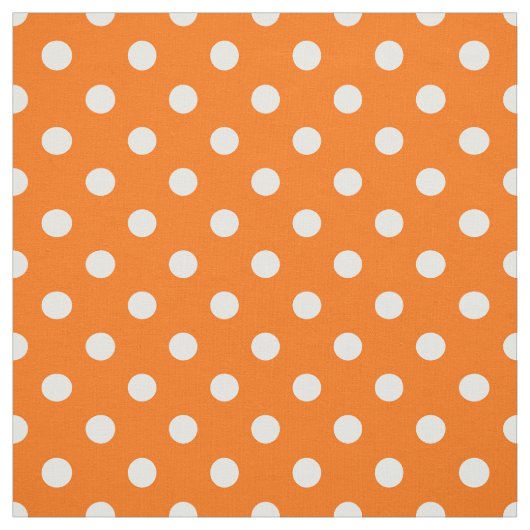 Oranje Witte Polka Dots Textiel Stof (Swatch)