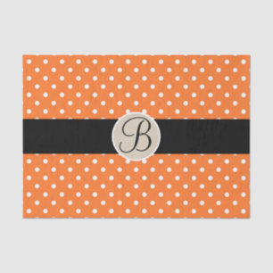 Oranje witte polka stippen monogram letter Initiaa Tissuepapier