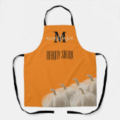 Oranje witte pompoen Beauty Salon Monogram Apron Schort (Voorkant)