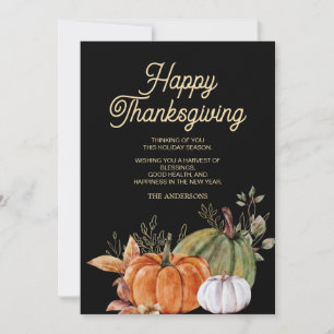 Oranje witte pompoen Black Happy Thanksgiving Kaart