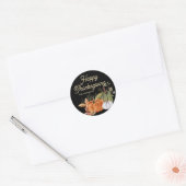 Oranje witte pompoen Black Happy Thanksgiving Ronde Sticker (Envelop)
