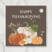 Oranje witte pompoen Gold Glitter Thanksgiving Bedankjes Labels (Achterkant)