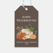 Oranje witte pompoen Gold Glitter Thanksgiving Cadeaulabel (Achterkant)