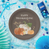 Oranje witte pompoen Gold Glitter Thanksgiving Papieren Bordje (Feest)