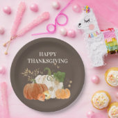 Oranje witte pompoen Gold Glitter Thanksgiving Papieren Bordje (Feest)
