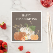 Oranje witte pompoen Gold Glitter Thanksgiving Servet (Insitu)