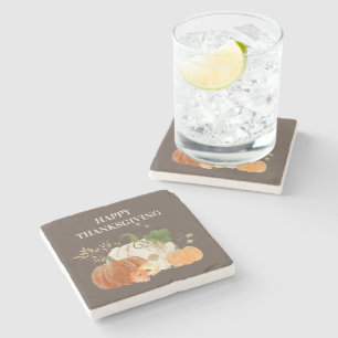 Oranje witte pompoen Gold Glitter Thanksgiving Stenen Onderzetter