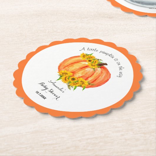 Oranje Witte Pompoen Herfst Baby shower Kartonnen Onderzetters (Gekanteld)