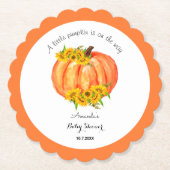 Oranje Witte Pompoen Herfst Baby shower Kartonnen Onderzetters (Voorkant)