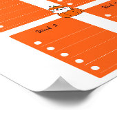 Oranje witte pompoen Kleurrijke Halloween Planner Poster (Hoek)