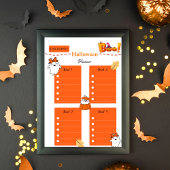 Oranje witte pompoen Kleurrijke Halloween Planner Poster
