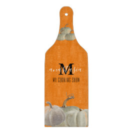Oranje witte pompoenen Mijn kokermonogram van het  Snijplank