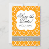 Oranje witte quatrefoil sparen de Magnet Datum Magnetische Uitnodiging (Voorkant)