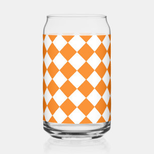Oranje Witte Ruitjes Diamant Patroon Blikvorm Glas