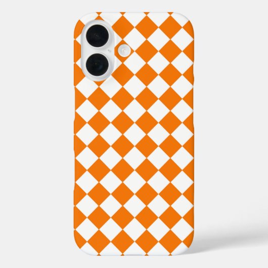 Oranje Witte Ruitjes Diamant Patroon Case-Mate iPhone Case (Achterkant)