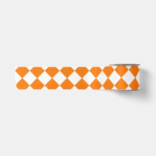 Oranje Witte Ruitjes Diamant Patroon Satijnen Lint