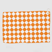 Oranje Witte Ruitpatroon Golfhanddoek (Horizontaal)