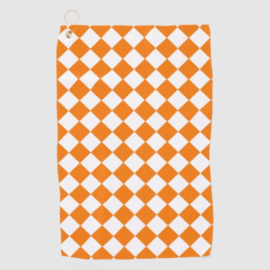 Oranje Witte Ruitpatroon Golfhanddoek (Voorkant)
