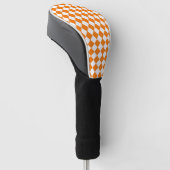 Oranje Witte Ruitpatroon Golfheadcover (Schuin)