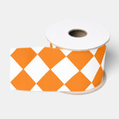 Oranje Witte Ruitpatroon Grosgrain Lint (Spoel)