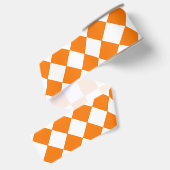 Oranje Witte Ruitpatroon Grosgrain Lint (Achterkant)