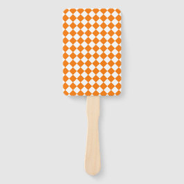 Oranje Witte Ruitpatroon met Schaken Handwaaier