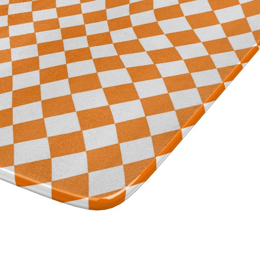 Oranje Witte Ruitpatroon met Schaken Snijplank (Hoek)